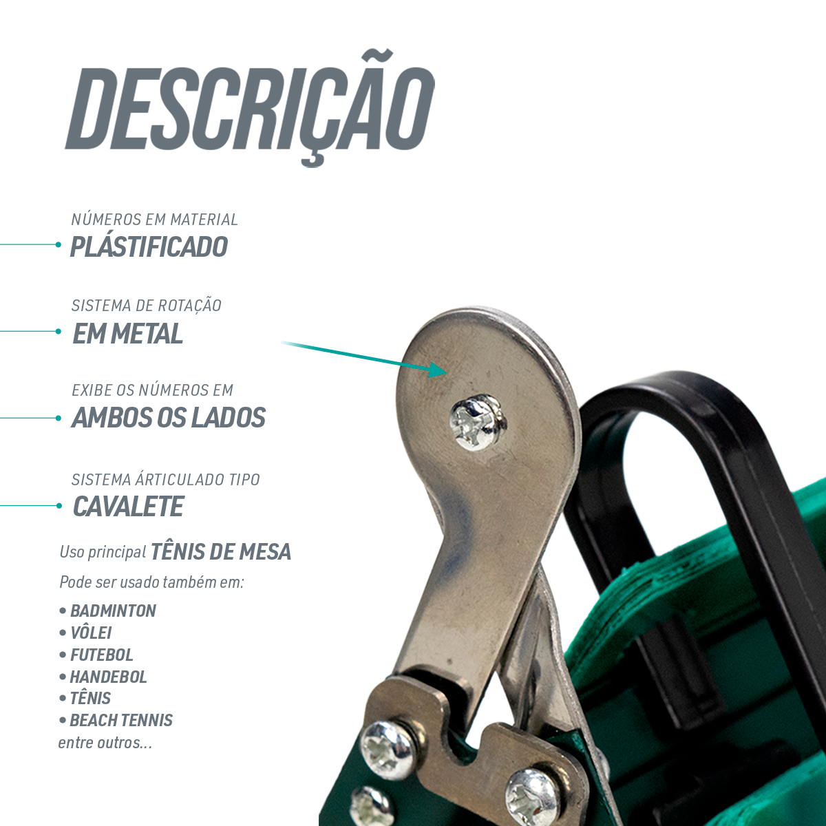 Placar Metálico até 7 Sets para Tênis de Mesa Jintai