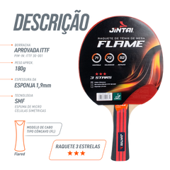 Raquete de Tênis de Mesa Jintai Flame — Borracha Aprovada pela ITTF