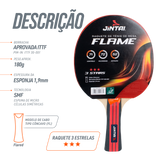 Raquete de Tênis de Mesa Jintai Flame — Borracha Aprovada pela ITTF