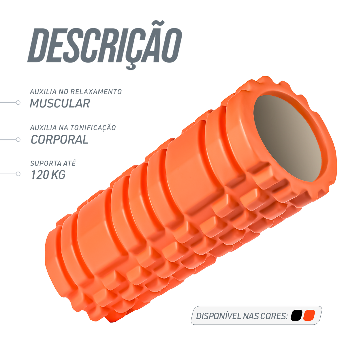Rolo massagem foam liberação miofascial yoga e pilates Pista e Campo