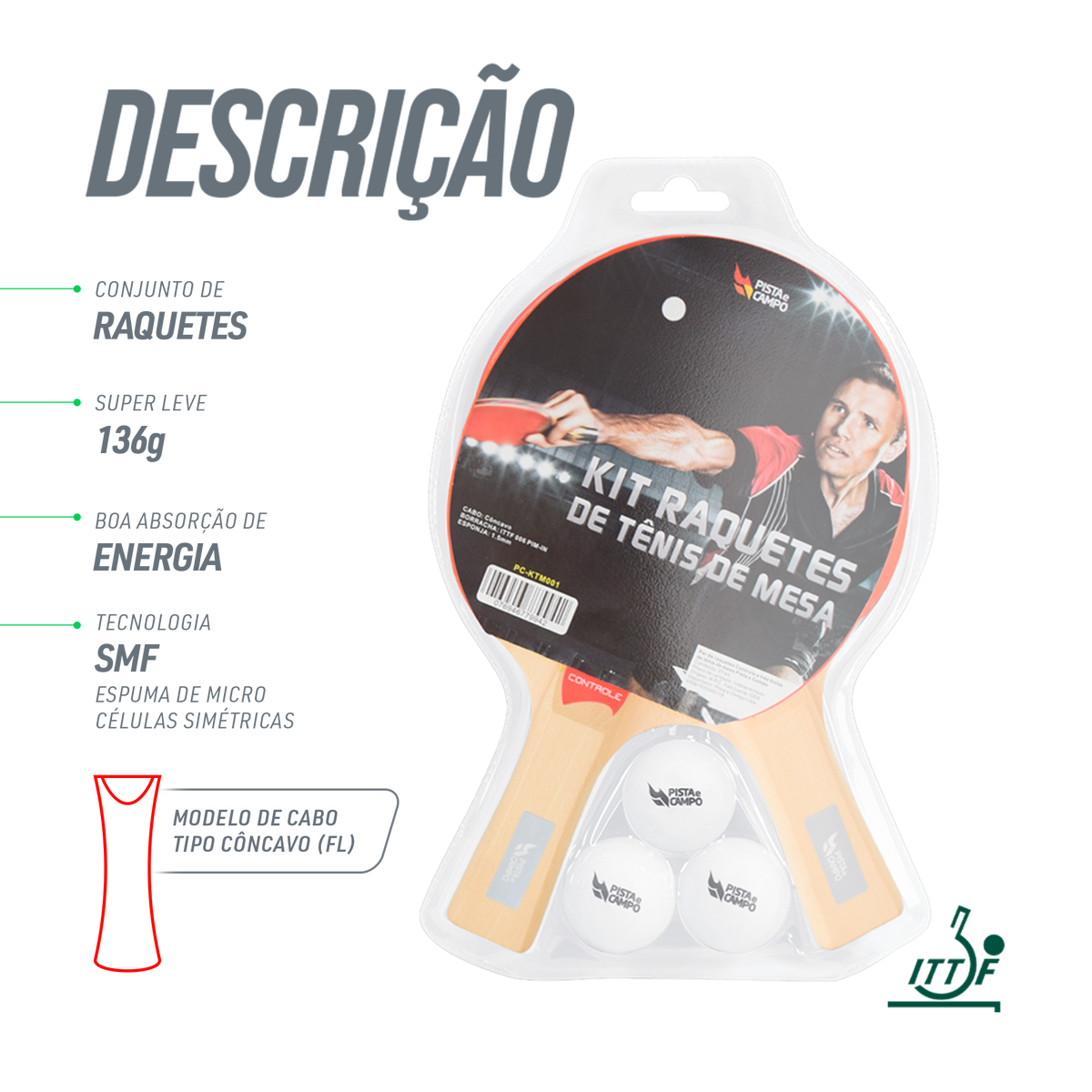 Kit Recreativo Tênis de Mesa 2 Raquetes Controle 3 Bolas ABS Pista e Campo