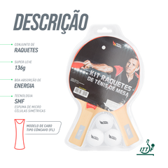 Kit Recreativo Tênis de Mesa 2 Raquetes Controle 3 Bolas ABS Pista e Campo