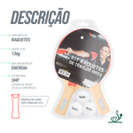 Kit 2 Raquetes Pista e Campo Controle 2 Estrelas com 3 Bolas ABS 40+