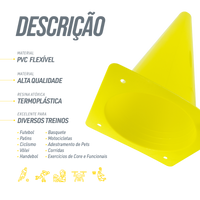 Cone de sinalização de plástico 30cm Pista e Campo