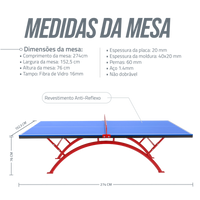 Mesa de tênis de mesa outdoor de fibra de vidro Pista e Campo