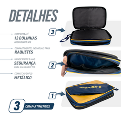 Raqueteira Tênis de Mesa para 2 Raquetes e 12 Bolinhas Giant Dragon