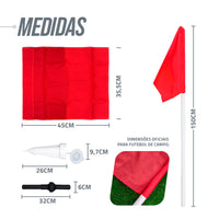 Bandeirola de escanteio oficial de futebol de campo reclinável premium Pista e Campo - cnj com 4 und