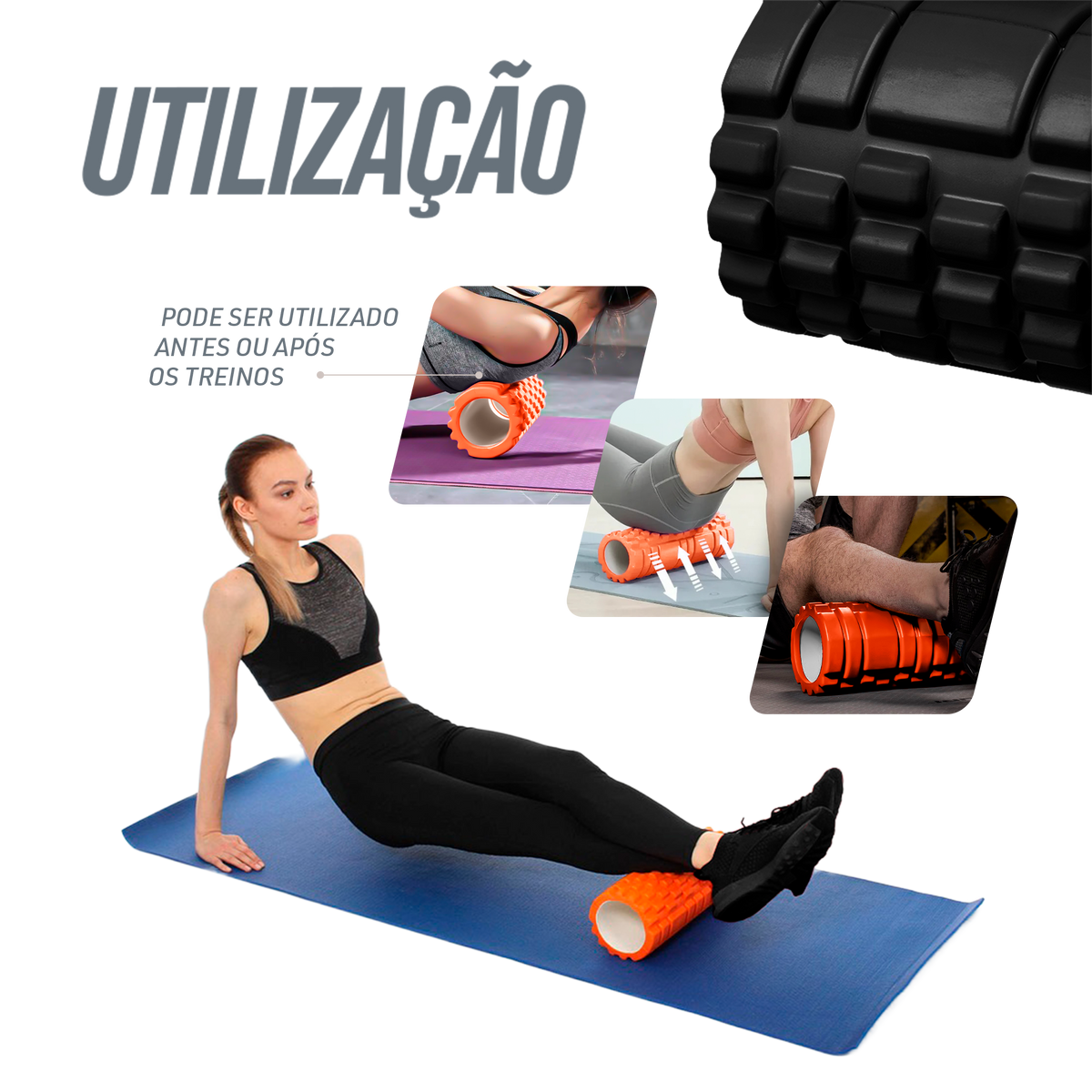 Rolo massagem foam liberação miofascial yoga e pilates Pista e Campo