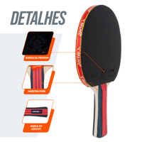 Raquete de Tênis de Mesa Jintai Flame — Borracha Aprovada pela ITTF