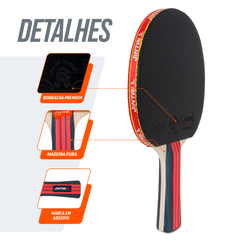Raquete de Tênis de Mesa Jintai Flame — Borracha Aprovada pela ITTF