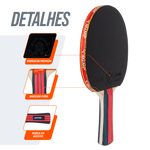 Raquete de Tênis de Mesa Jintai Flame — Borracha Aprovada pela ITTF