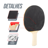 Kit Recreativo Tênis de Mesa 2 Raquetes Controle 3 Bolas ABS Pista e Campo