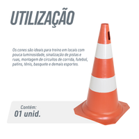 Cone de sinalização de trânsito 50cm rígido Pista e Campo