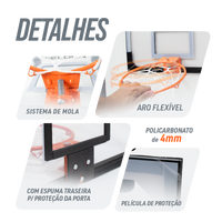 Mini tabela de basquete 45x30 cm para porta ou parede Velden