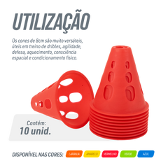 Cone de plástico 8cm vazado pequeno para manobras Pista e Campo - cnj com 10 und