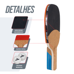 Raquete de tênis de mesa 3 estrelas Caneta Lunaris com 2 bolinhas Jintai