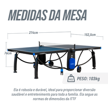 Mesa de tênis de mesa tamanho oficial 22mm Edge Giant Dragon - com suporte lateral