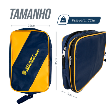 Raqueteira Giant Dragon 2 Raquetes Azul e Amarelo Tênis de Mesa