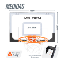 Mini Tabela de Basquete 45x30cm para Porta ou Parede Velden