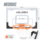 Mini tabela de basquete 45x30 cm para porta ou parede Velden