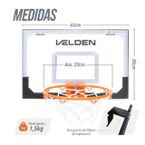 Mini tabela de basquete 45x30 cm para porta ou parede Velden