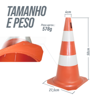 Cone de sinalização de trânsito 50cm rígido Pista e Campo