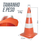 Cone de sinalização de trânsito 50cm rígido Pista e Campo
