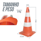 Cone de sinalização de trânsito 50cm rígido Pista e Campo