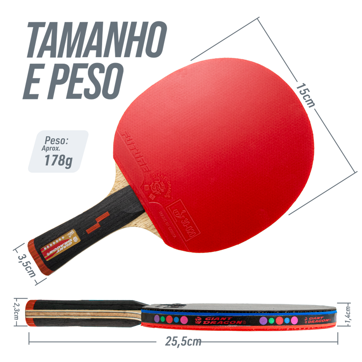 Kit Tênis de Mesa Giant Dragon Future 7 Estrelas Aprovada ITTF e Bolsa
