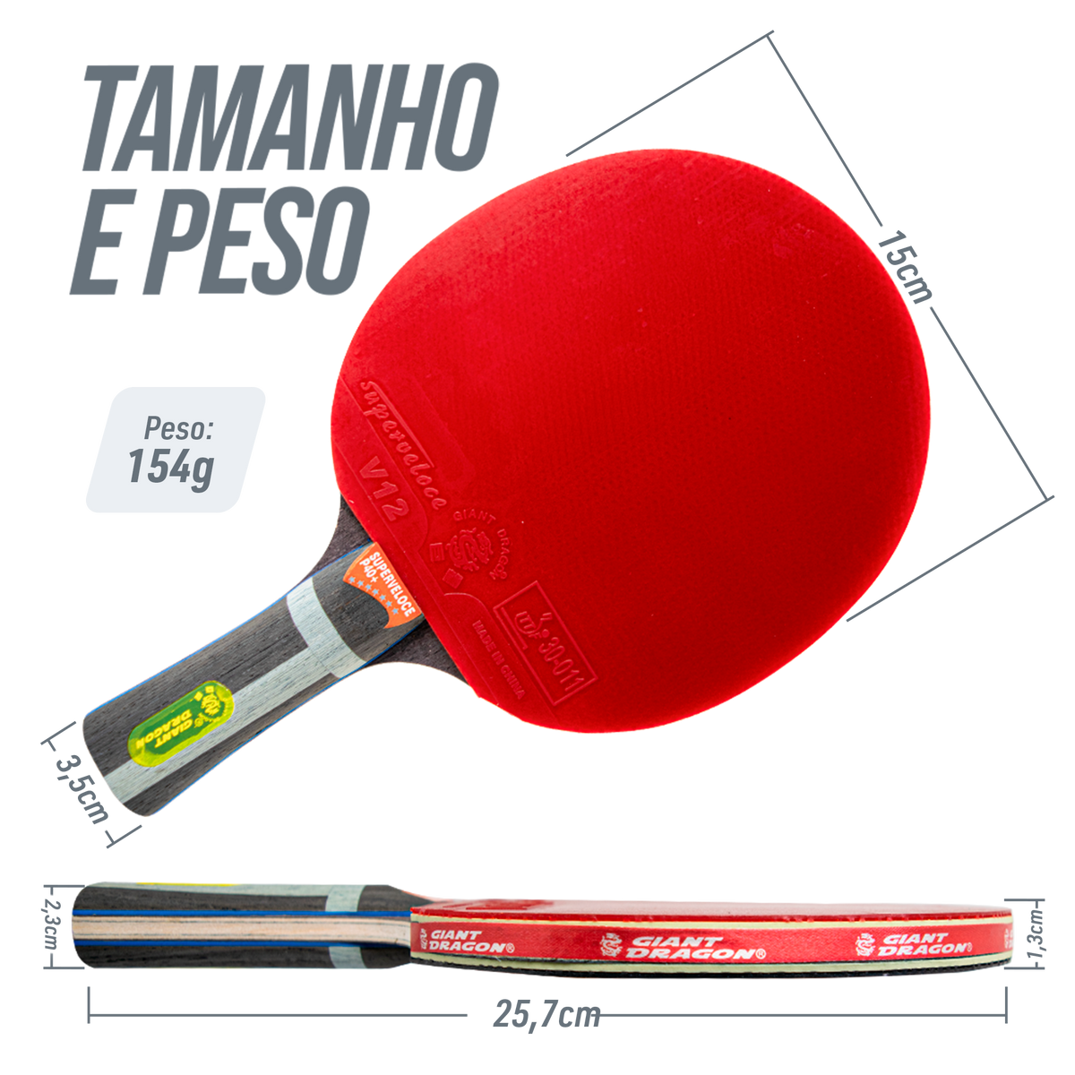 Raquete de Tênis de Mesa Giant Dragon Superveloce 7 Estrelas