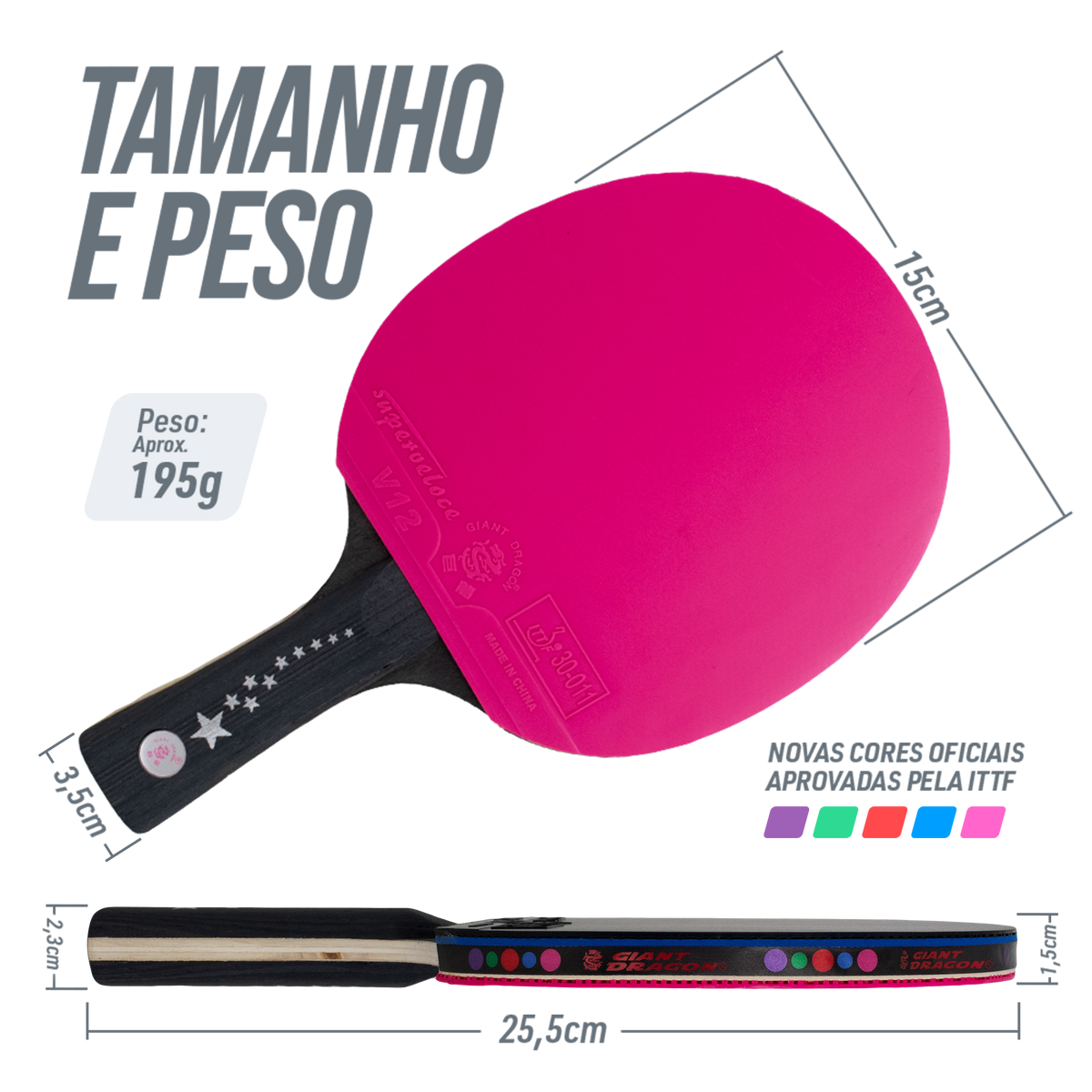 Raquete de Tênis de Mesa Giant Dragon Superveloce 4 Estrelas