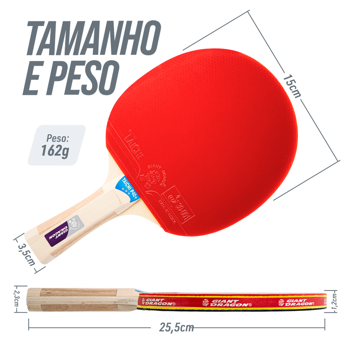 Raquete de Tênis de Mesa Giant Dragon Taichi 3 Estrelas ITTF