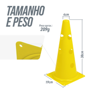 Cone de plástico 38cm com furos Pista e Campo