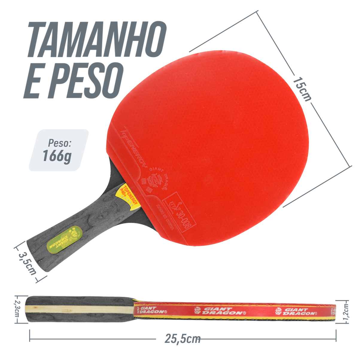 Raquete de Tênis de Mesa Giant Dragon TopEnergy 5 Estrelas
