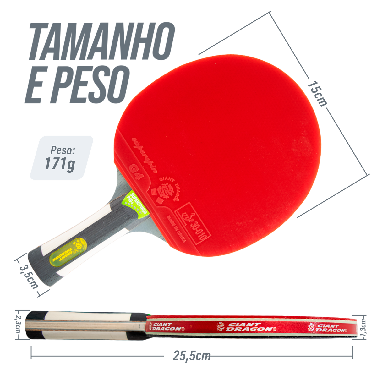 Raquete de Tênis de Mesa Superspin G4 6 Estrelas Giant Dragon