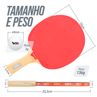 Kit 2 Raquetes Pista e Campo Controle 2 Estrelas com 3 Bolas ABS 40+