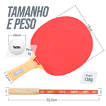 Kit 2 Raquetes Pista e Campo Controle 2 Estrelas com 3 Bolas ABS 40+