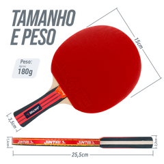 Raquete de Tênis de Mesa Jintai Flame — Borracha Aprovada pela ITTF