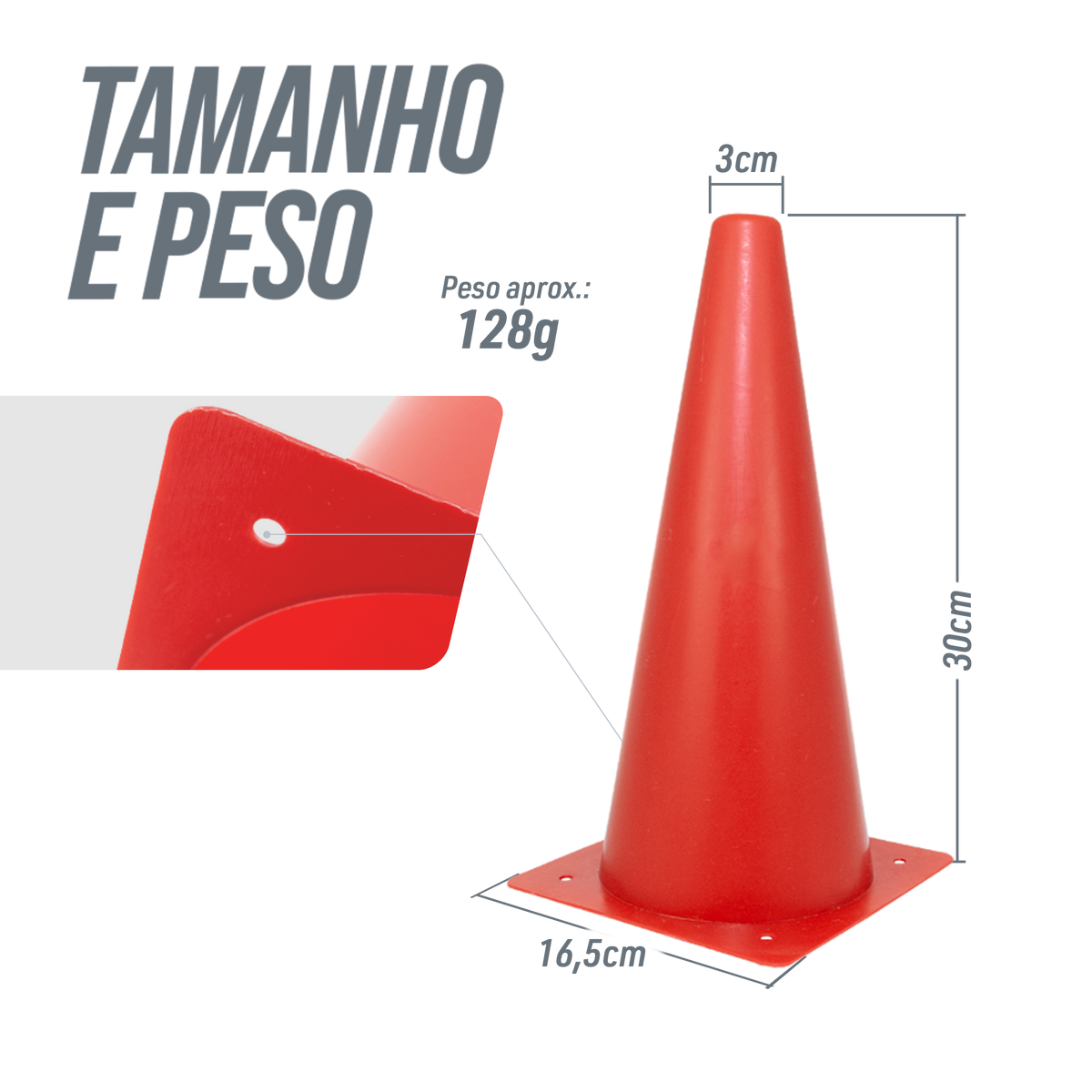 Cone Flexível 30cm para Treino Esportivo Velden - Unidade