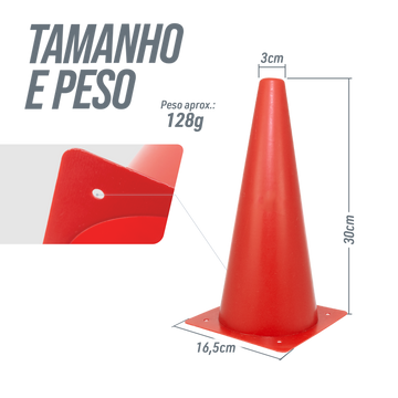 Cone de sinalização de plástico 30cm Pista e Campo