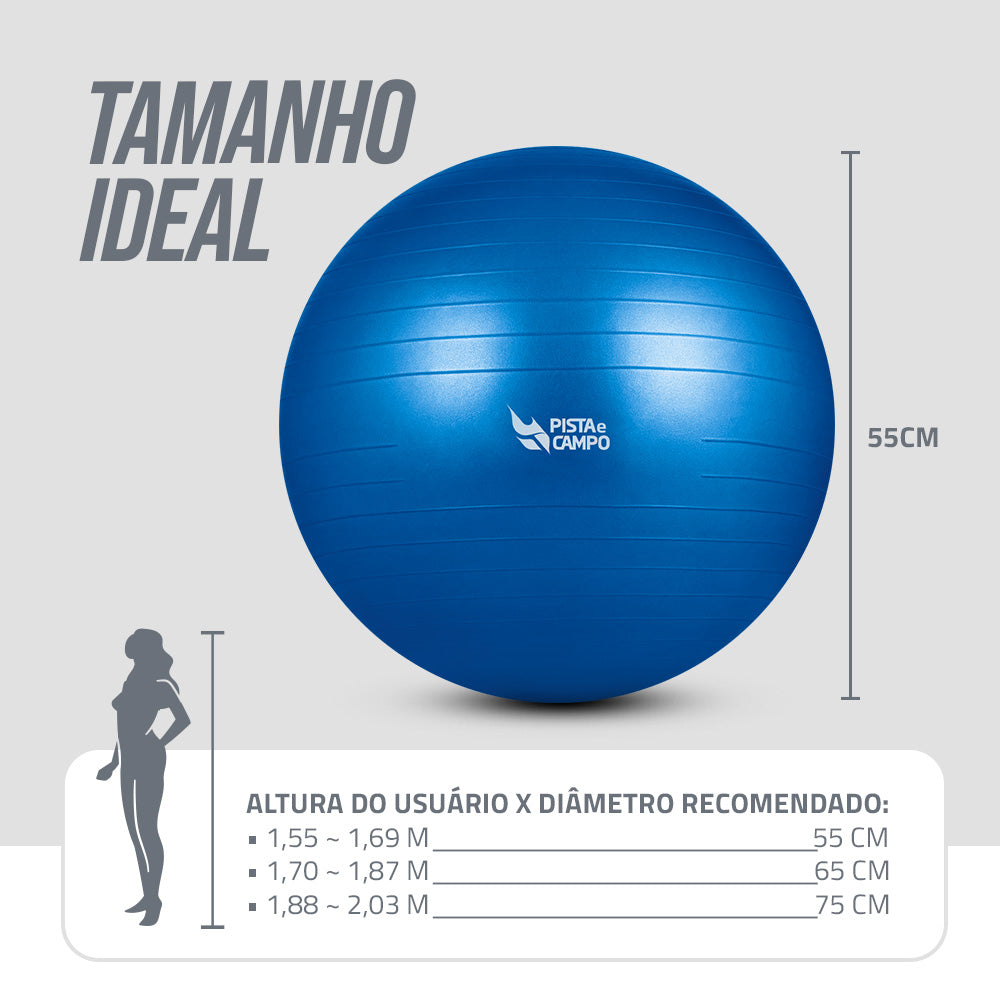 Bola de Pilates Gym Ball 45cm Antiestouro com Bomba Pista e Campo