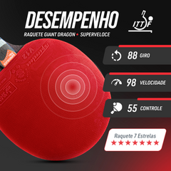 Raquete de Tênis de Mesa Giant Dragon Superveloce 7 Estrelas