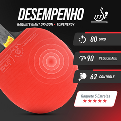 Raquete de Tênis de Mesa Giant Dragon TopEnergy 5 Estrelas