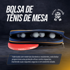 Raqueteira Tênis de Mesa para 2 Raquetes e 12 Bolinhas Giant Dragon