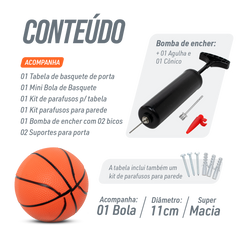 Mini Tabela de Basquete 45x30cm para Porta ou Parede Velden