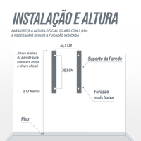Tabela de basquete de parede quadro transparente de 120x80cm com aro e rede Velden