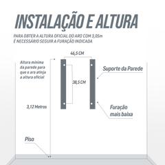 Tabela de basquete de parede quadro transparente de 120x80cm com aro e rede Velden