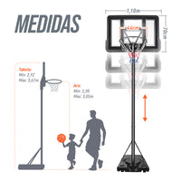 Tabela de basquete adulto móvel com poste, tabela de acrílico e aro Velden