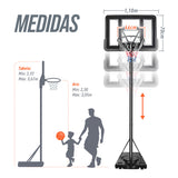Tabela de Basquete Móvel Ajustável 2,30m a 3,05m Velden Policarbonato
