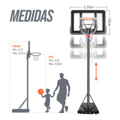 Tabela de basquete adulto móvel com poste, tabela de acrílico e aro Velden